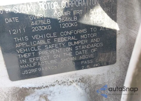 2012 Suzuki Kizashi Sport Sls z USA, uszkodzony, nr VIN JS2RF9A8XC6100810